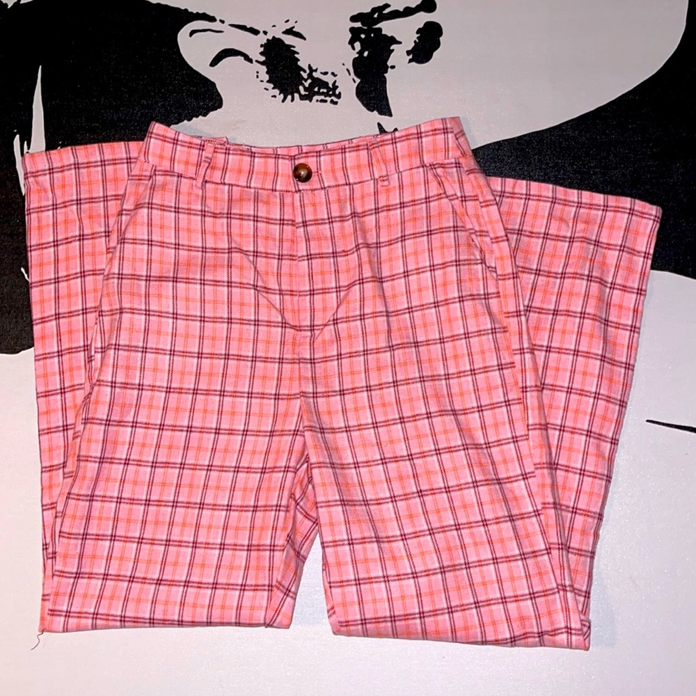 Ladies Pink Pinstripe Light Weight Straight Leg Casual Pants​